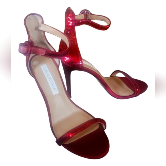 David Tutera Zaya Elegant Burgundy Bridal Sparkle Strapy Women's Heels Sz 8.5 - Picture 7 of 8